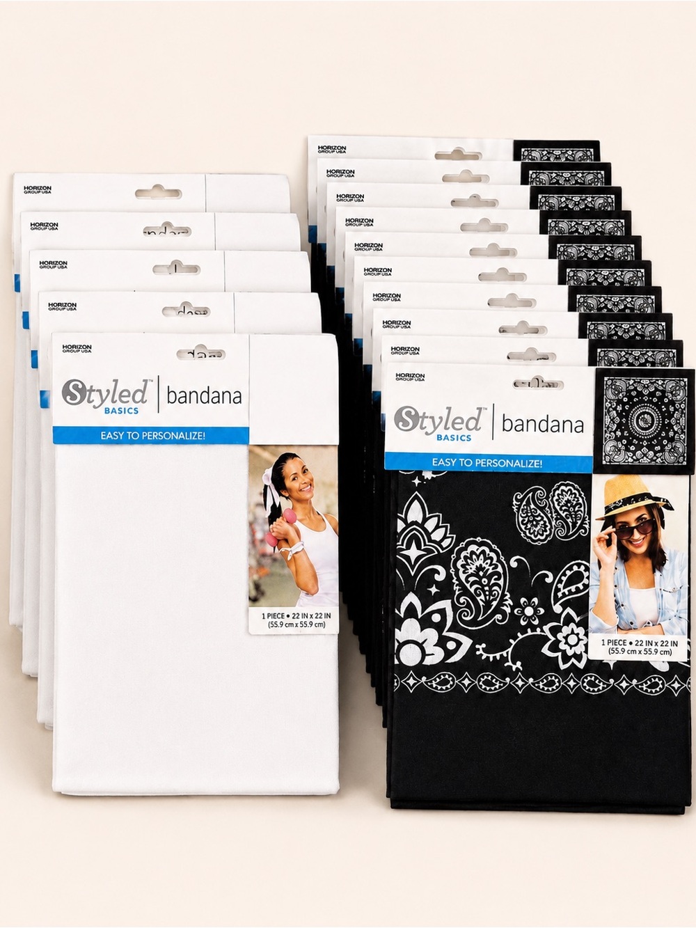 Styled Basics Bandana Bundle 17 Pack Black Paisley & White Cotton
